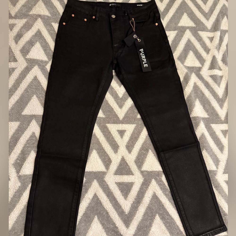 Purple Men's Slim Black Jeans